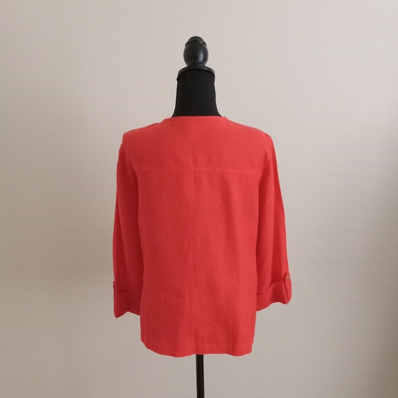 Chico's Open Front 100% Linen Cardigan Jacket - Red/Orange Blazer Size 3/XL - Picture 2 of 11